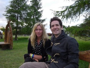 Sally Howell (l), owner of Croissant Neuf stages and festivals with FromeFM presenter Alex Hawkins
